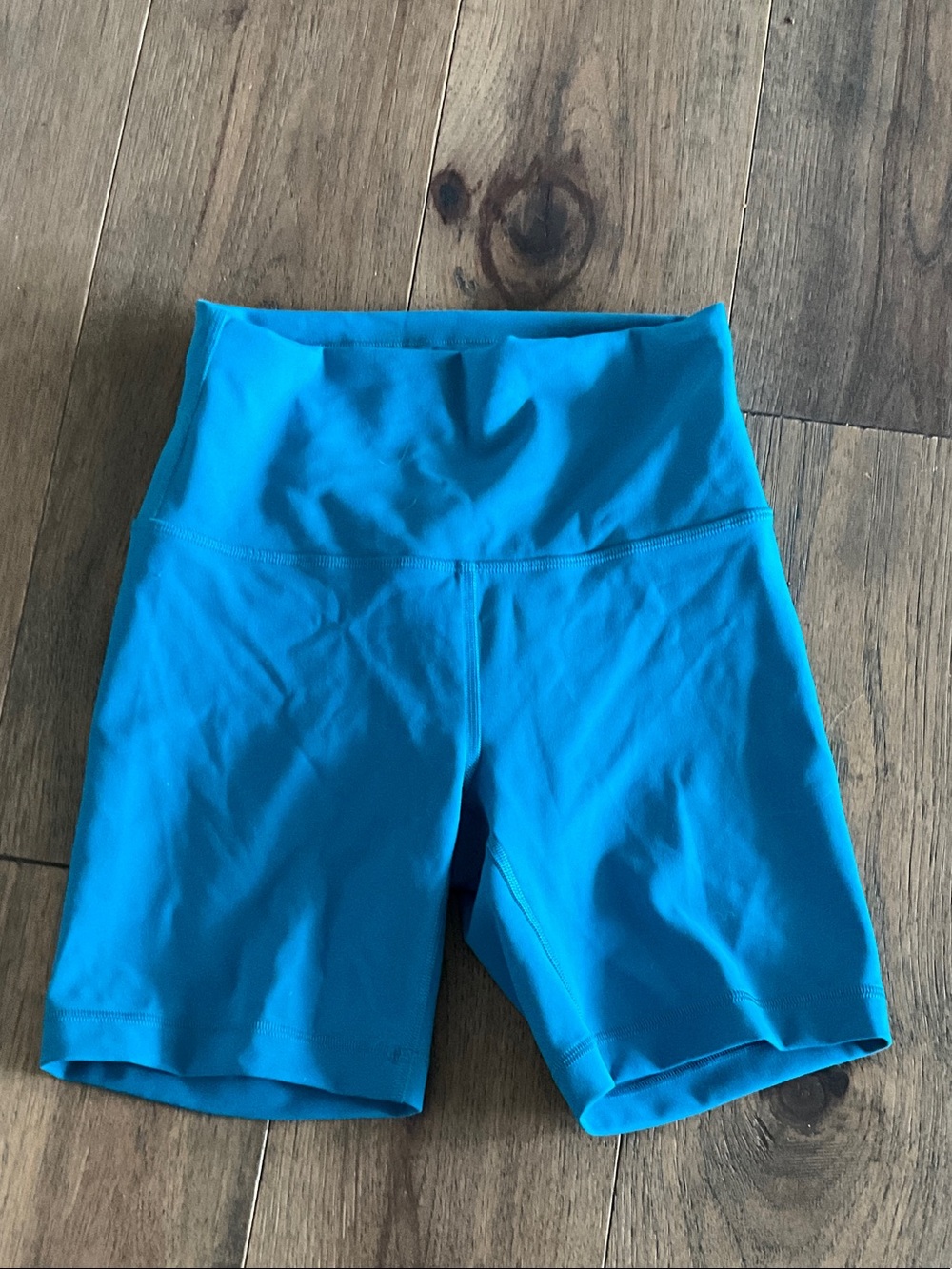 lululemon athletica Mid-Rise Turquoise Bike Shorts
